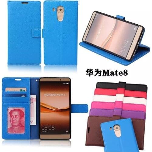 100pcs/lot luxury Lychee Wallet Leather PU Stand+TPU Cover Case with card slot for Huawei Mate 8