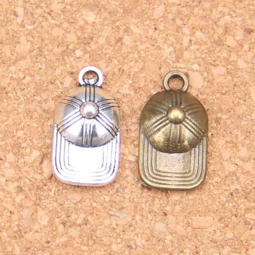 24pcs Charms baseball ball cap hat 20x10mm Antique Pendants,Vintage Tibetan Silver Jewelry,DIY for bracelet necklace
