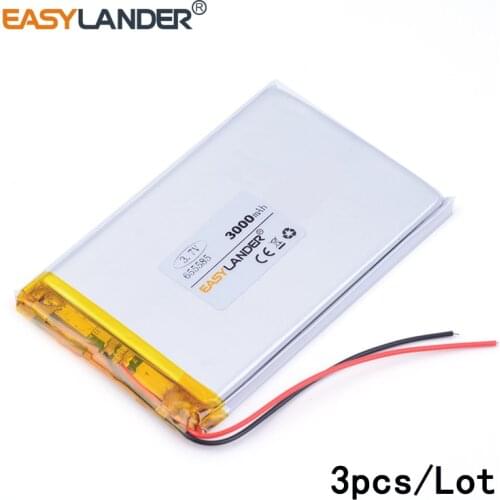 3pcs /Lot 655585 3000mah 3.7v lithium Li ion polymer rechargeable battery For Tablet PCs PDA Digital Products toys PDA Tools