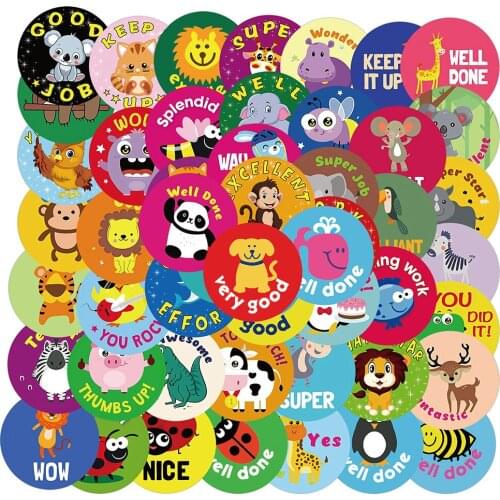50Pcs Cartoon Animal Reward Encouragement Kawaii Stickers Baby Toys For Children Kids Students Teachers Motivational School Gift
