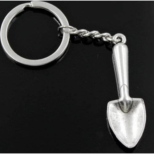 New Fashion Men 30mm Keychain DIY Metal Holder Chain Shovel Spade Trowel Gardening 51x16mm Silver Color Pendant Car Keychain