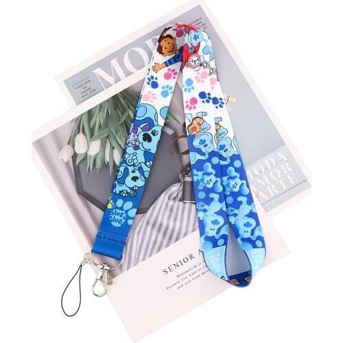24pcs/lot MD896 DMLSKY Cartoon Blue Dog Pattern Lanyard Keychains Accessory For Mobile Phone USB ID Badge Holder Strap Neck Rope