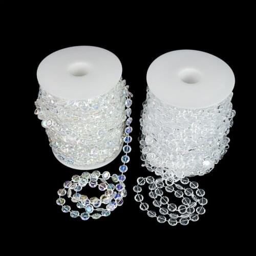 3Meters 4-12mm Crystal Bead Chain Craft Round Imitation Pearl Beads Line Chain For Sew Garment DIY Wedding Party Decoration