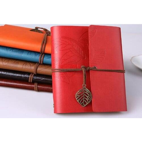 PU Cover Coils Notepad Book Soft Copybook Blank Notebook Retro Leaf Travel Diary Books Kraft Journal Spiral Notebooks Stationery