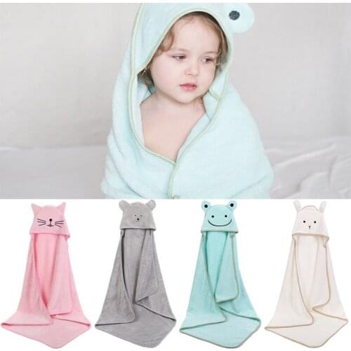 Baby Towels Cute Cartoon Animal Baby Bath Towel Cocoon Swaddle Microfiber Coral Fleece Kids Hooded Swaddle Children Blanket