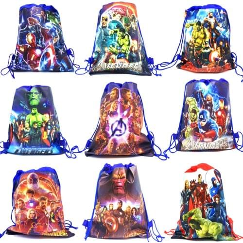 The AvengersParty Bags For Kids Birthdays Non-Woven Fabric Backpack Child Travel School Bag Decoration Drawstring Gift Bag
