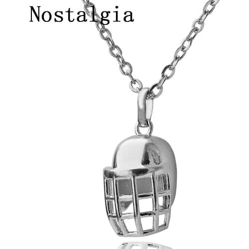 Football Sports Ball Rugby Helmet Pendant Gold Color Hockey Caps Vintage Coope Alloy Necklace Women Sport Men Fitness Jewelry