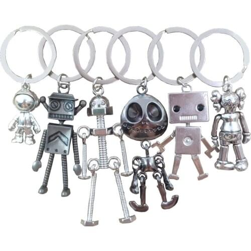 Hiphop Vivid Handmade Robot Ethnic Cool Punk Retro Doll Keychain Key Ring Female Birthday Boy Men Gift DL001-024