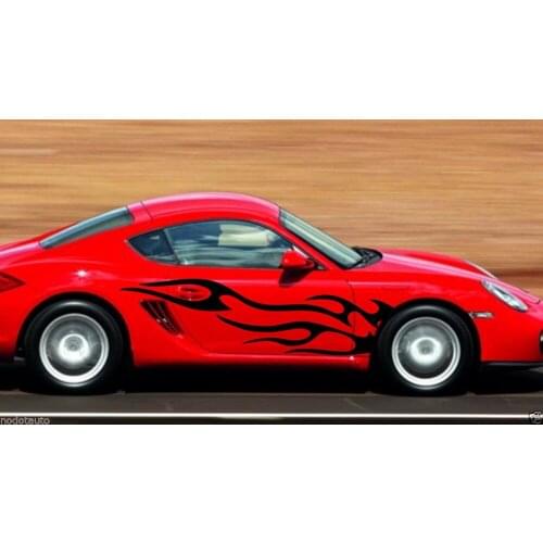 HotMeiNi 190CM*44CM 2 x Car Racing Blaze flames Vinyl Door stickers Motor Decal Side Vinyl sticker Graphics Decals Car Stickers