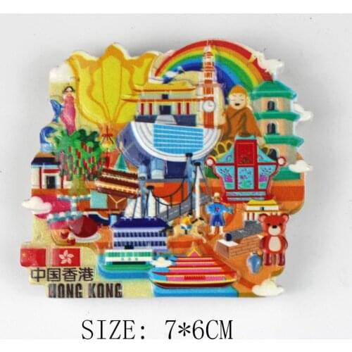 China Hongkong 3D Resin Refrigerator Magnetic Stickers Travel Polyresin Fridge Magnet Souvenir Tourist Gifts