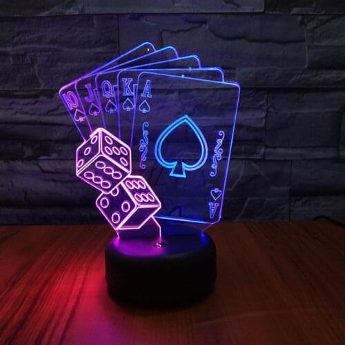 Creative 3D LED Lamp Poker Spades Playing Card 7 Colors Changing Night Light Home Bedroom Decoration for Kids Xmas Gift Toy