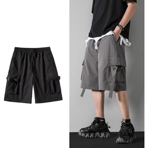 Mens Shorts 2021 Summer Casual Shorts Ribbons Hip Hop Streetwear Casual Male Sportswear Shorts Men Cargo Shorts Homme Clothing