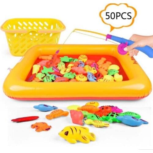 50 Pieces set Magnetic Magnet fishing toys game Simulation Fish pond fishing pole kids children classic toys birthday gift