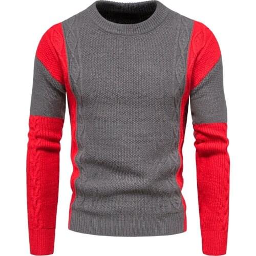 New Autumn Mens Knitwear Fashion Contrast Color Outerwear Base Sweater