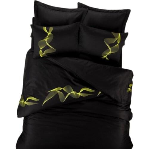 New 2021 100% pure satin silk bedding set,Home Textile King size bed set,duvet cover yellow black energy постельное белье сатин