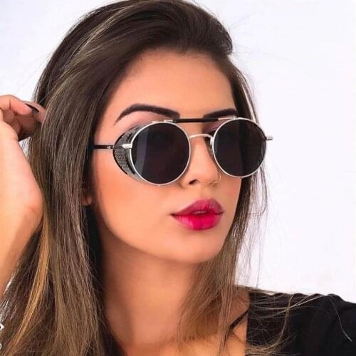 New Brand Designer Big Round Sunglasses Women Vintage Summer Style Round Metal Sun Glasses Women Shades Steampunk Sun Glass Men