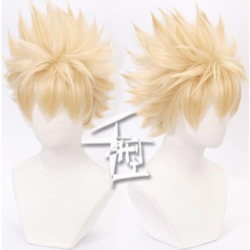 Cosplay Wig My Hero Academia Bakugou Katsuki Bakugo Short Linen Blonde Heat Resistant Baku no Hero Wig