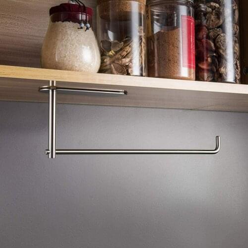 Portable Non-perforated Stainless Steel Kitchen Towel Rack Holders Bathroom Tissues Holders Punching Free