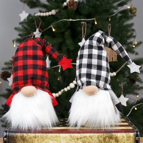 Christmas LED Light Striped Cap Faceless Doll Little Figurine Merry Christmas Gift Elf Ornament Shine Gnome Old Man DolleDecotor