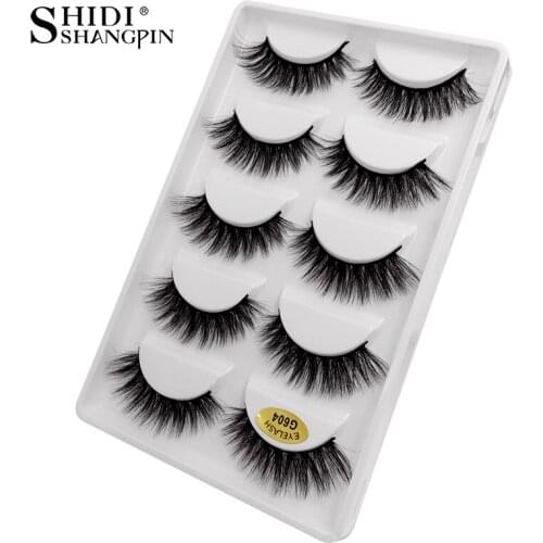 SHIDISHANGPIN 5 pairs mink eyelashes 1 box 3d mink lashes natural long false eyelashes 1cm-1.5cm eyelash extension faux cils 604