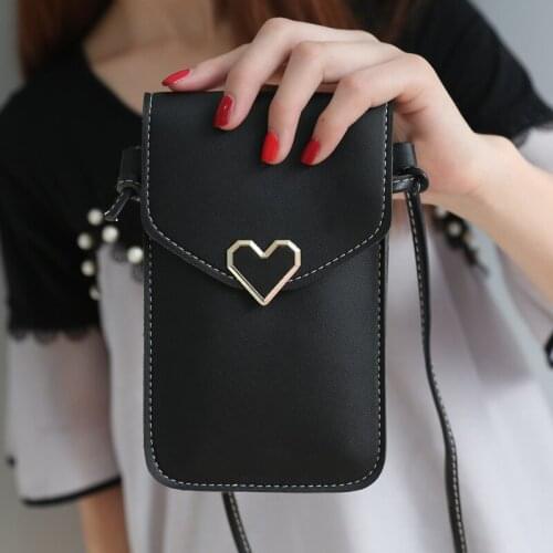 Phone Bag Mini Heart Type Hasp Mobile Pouch Women Handbags for Phone 2021 Women Coin Purse Cross Shoulder Bag for Girls Cute