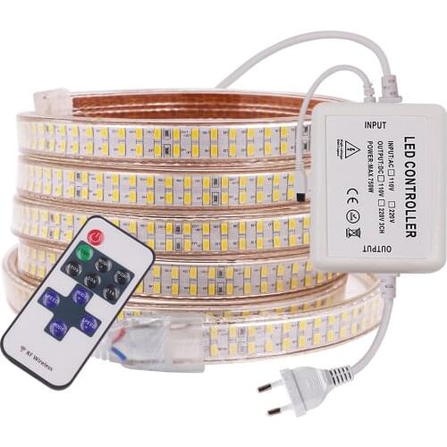 AC110V 220V LED Strip Light SMD5730 Double Row 240LEDs/M Flexible LED Tape with Dimmer Remote Waterproof LED Ribbon EU/US/AU/UK