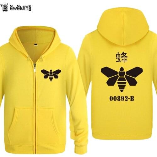 Zipper Hoodies Men METHYLAMINE LOGO Breaking Meth Heisenberg Bee Printed Mens Hoodie Fleece Long Sleeve Mans Jacket Sweatshirt