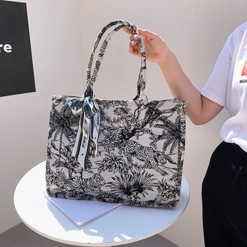 Pearl Design Large Capacity Canvas Crossbody Handbags 2021 New Shoulder Tote Bags Fashion Crossbody Printed Shopping Purses