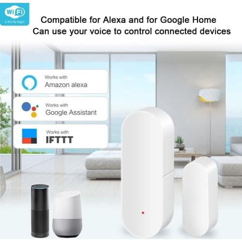WiFi Door Window Sensor Wireless Smart WiFi Door Magnetic Strip Detectors Voice Control Smart Life APP Work With Alexa
