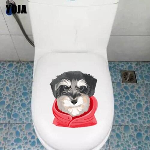 YOJA 20.8*24.5CM Dog Head Wall Sticker Toilet Decal Living Room Home Decor Modern Art T3-0604