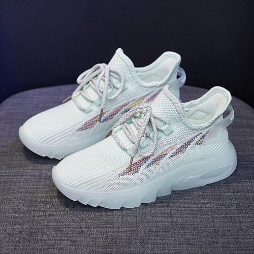 2021 New Summer Women Sneakers Girl Breathable Knit Hollow Out Fashion Comfortable Casual Sport Shoes Trainers 4 Colors Hot Sale