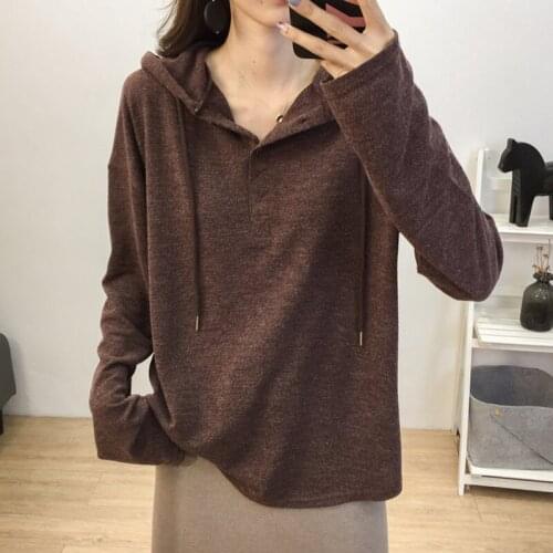 Spring New Women Sweatshirt Solid Color Hooded Loose Thin Long Sleeve Pullovers Casual Loose Korean Basic Tops YoYiKamomo
