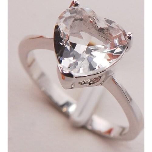 White Crystal Zircon Women 925 Sterling Silver Ring F769 Size 5 6 7 8 9