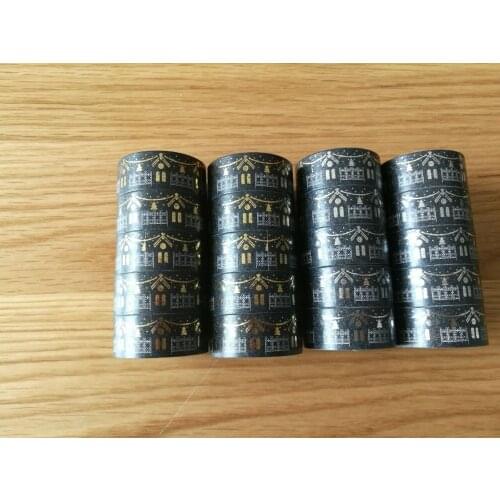 1.5cm*5m House Black Bronzing hot silver Washi Tape DIY decoration Scrapbooking Sticker Label Masking Tape School Office Supply