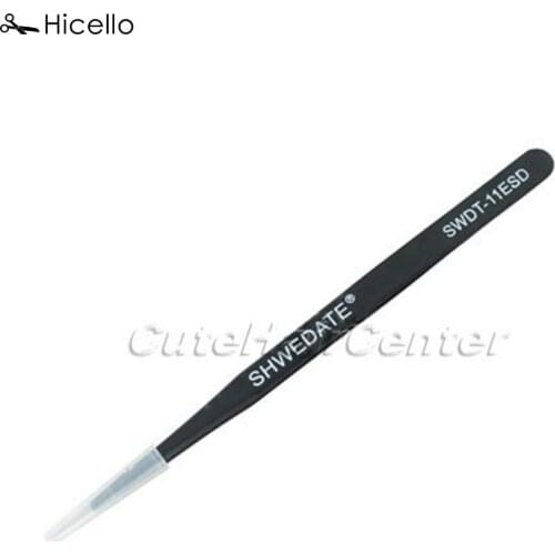 Hicello 1PC Non-magnetic Tweezers Fine Tip Straight Tweezers Forceps Chip BGA Repair Tool Stainless Steel Anti-static Tweezers