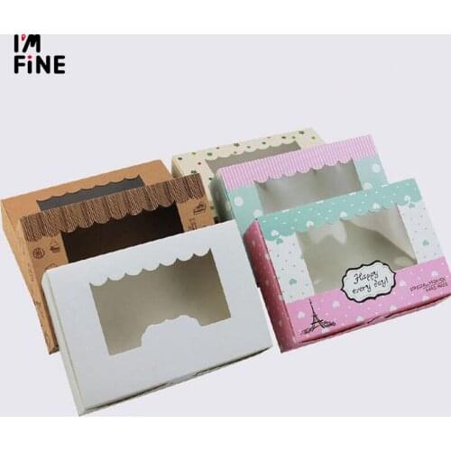 20Pcs Paper Gift Box With Window Wedding Kraft Paper Cake box Food Packaging Candy Cookies Cupcake packaging box window cake box