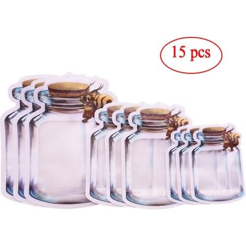 Reusable Ziplock Storage Bags Squirrel Mason Jar Zipper Bags Seal Food Saver Kitchen Organizer Bags Party Gift Supplies