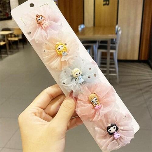 5PCS/Set New Girls Cute Colorful Chiffon Bow Hairpins Kids Sweet Headband Hair Ornament Clips Barrettes Fashion Hair Accessories