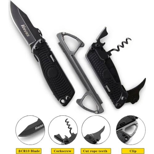 7in1 Stainless Steel Knife Multifunctional Folding Knives Pocket Hunting Knife for Self-Defense Survial Climbing Riding Camping