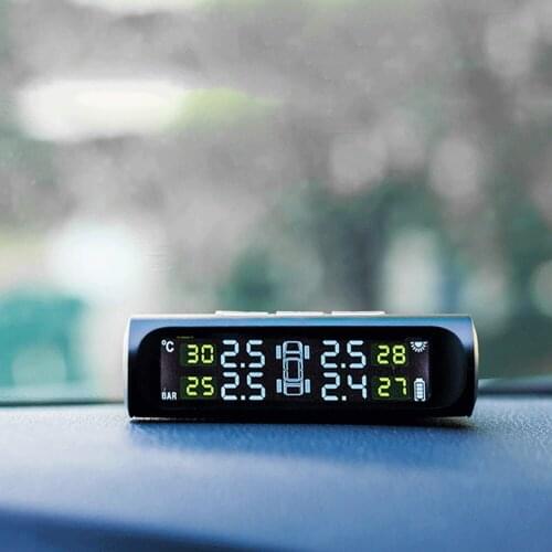 Car Wireless Solar Tyre Pressure Monitor TPMS Smart Tyre Pressure Monitoring Auto Security Alarm Digital LCD Display