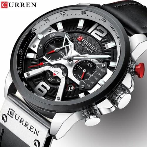 CURREN Sports Wrist Watch Men Luxury Waterproof Relogio Masculino Fashion Brand Military Mens Wristwatch Quartz Black White