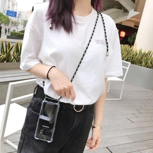 S8 S9 S10 S21 Plus Crossbody Chain shoulder strap phone bag Transparen case For Samsung galaxy NOTE20 ultra S20 FE NOTE10 NOTE9