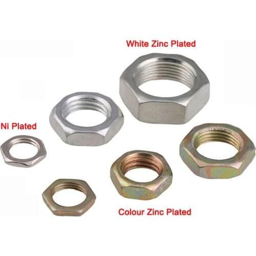 Colour Zinc/White Zinc/Ni Plated Carbon Steel Fine Teeth Hexagon Thin Flat Screw Cap Fine Pitch Thread Hex Nuts