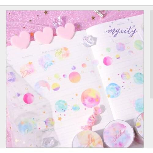 Fantasy starry sky stars Shadow circle weekly number plan month decoration PET washi Tape DIY Planner scrapbooking masking tape