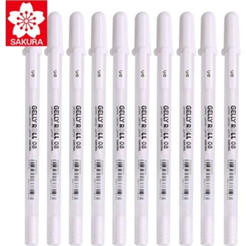 10pcs Japan Sakura Gel Pen Highlighter XPGB08 Art Major Student Painting Freehand Brightening Comic Sketch For Black Paper