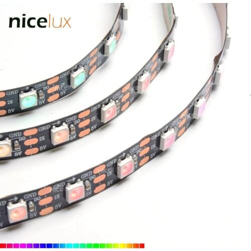 1M 3M 5M WS2812B Pixel Flex LED Strip 30,60,72,96,144 LEDs/m, White / Black PCB,Non-waterproof 5V Dream Color WS2812 Digital