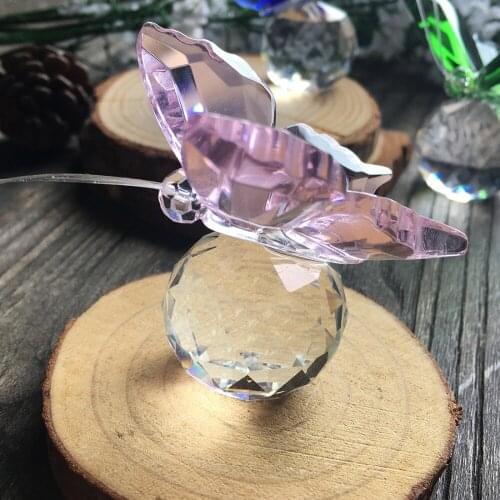 H&D Crystal Animal Butterfly Crafts Figurine Cut Glass Paperweight Ornaments Home Collection Souvenir Wedding Decoration Gift