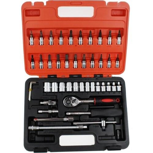 Car Repair Tool 46pcs 1/4-Inch Socket Set Car Repair Tool Ratchet Torque Wrench Combo Tools Kit Auto Repairing Tool Set