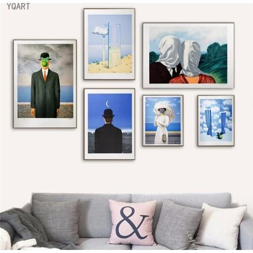 Rene Magritte Canvas Painting Surrealism Classic Artwork Reproduction Posters and Print Wall Art Picture for Living Room Cuadros