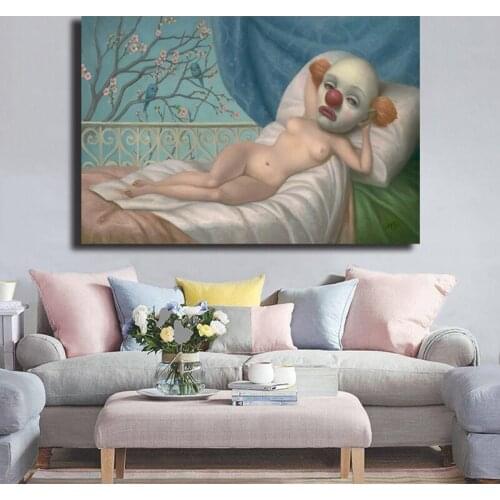 Lady Clown By Marion Peck Canvas Painting Oil Print Poster Wall Art HD Picture for Living Room Home Decoration